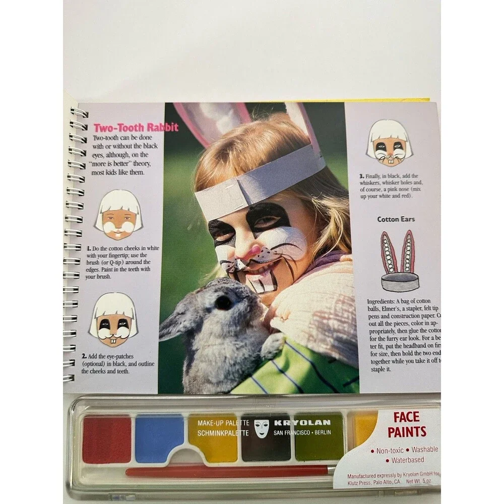 Vintage KFace Painting Klutz Book Kit Klutz Press 1990 Spiral With Paints